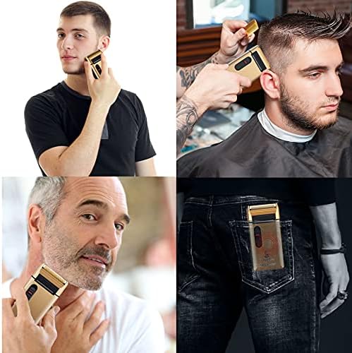 Електричен брич на стилови за мажи чиста бричење, златна фолија за бричење со брада тример, електричен бричење за полнење за мажи, злато