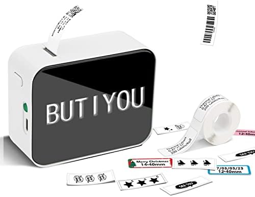 Butiyou P15 Производител на етикети со лента, мини преносен термички печатач Bluetooth, мулти креативни етикети шаблони достапни за телефон, лесна канцеларија домашна индус