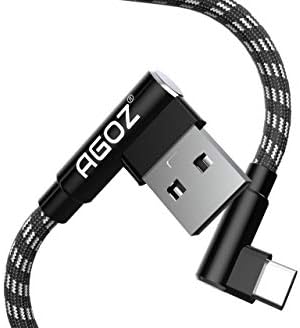 Agozz 4inch Краток USB C кабел, брз полнач 90 степени десен аголен кабел компатибилен со Samsung Galaxy S23 S22 S22 S21 S20, S10 Plus,