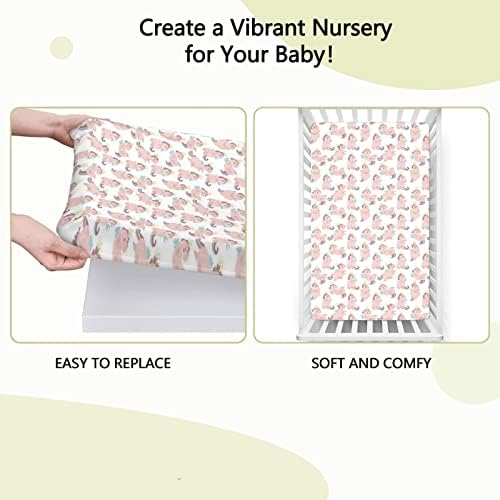 Расадник тематски опремени мини чаршафи за креветчиња, преносни мини креветчиња со ултра меки материјали за креветчиња за девојчиња или момче, 24 „x38“, повеќебојни