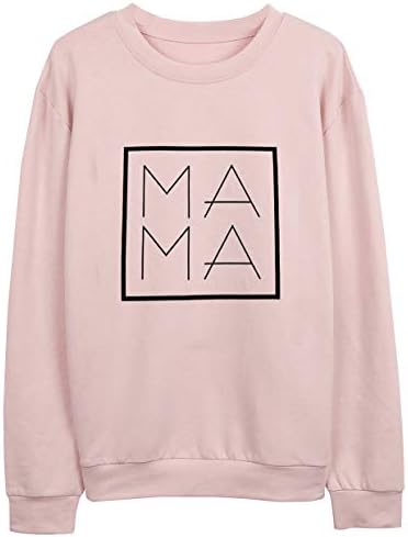 Мама џемпер жени мама буква печати графичка маица долга ракав обичен моден пуловер врвови