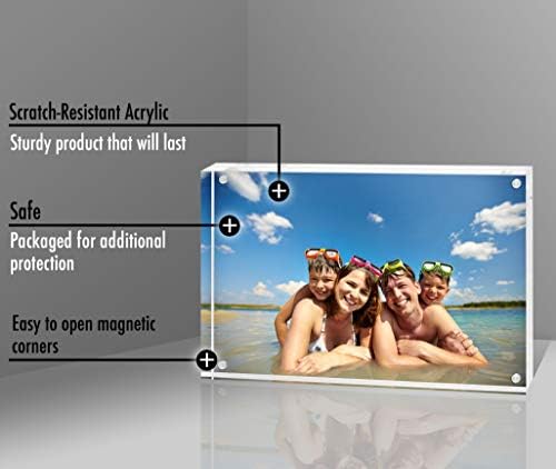 AmericanFlat 8.5x11 акрилна рамка за слика - чиста рамка за слика со магнетни агли - акрилни фото рамки стојат во биро или маса - Вклучена е мека крпа за микрофибер