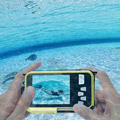 ЕДАЛЗ 48MP MEGAPIXEL Водоотпорна дигитална камера целосен HD 1080p двоен дисплеј за подводно снимање на фотографии и видео со LED блиц светло за возрасни и деца