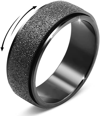 Титаниум прстен за вознемиреност од не'рѓосувачки челик за жени мажи, големина 6-12, ширина 6мм, 5-боја: розово злато-зрачење-силвер-црно-сина