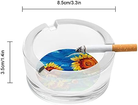 Сончогледи сликање модерна тркалезна стаклена фиока за пепел преносни декоративни цигари цигари држач за пепел за домашна канцеларија