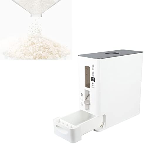 Складирање на контејнери со жито од топ, автоматски контејнер со ориз, кој го дистрибуира про transparentирен дипломиран прозорец за кујна