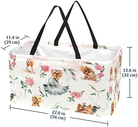Кошар за еднократно шопинг Акварел кучиња роза преносно преклопување пикник намирници кеси за перење алишта за торба за торбичка