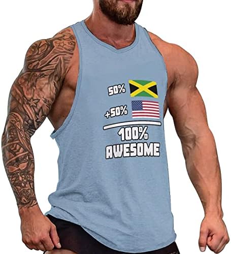 Јамајка и Американец прекрасни мажјаци за мускули без ракави на мажите, обични резервоари за теретани плажа