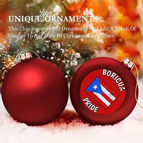Гроздобер Борикуа гордост Порто Рикан ПР знаме Печати Божиќни украси за божиќни топка, кои висат за виси за декорација на празници за Божиќ