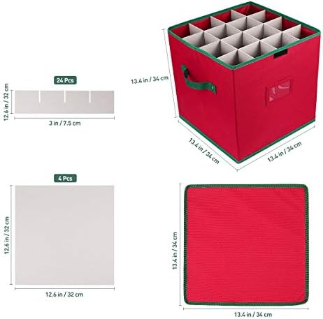 Кутија за складирање на украси за Божиќни украси на Anncus Cabilock со контејнер за складирање на капакот чувајте 64 украси за одмор и додатоци за украси за Божиќ А3 -