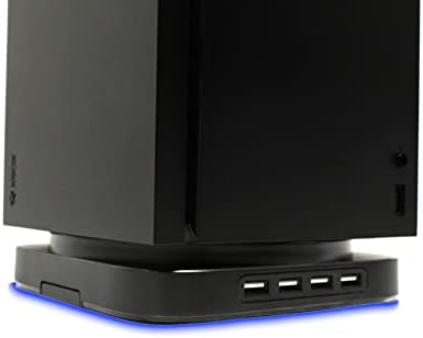 STEADYGAMER Сина LED Вертикална Штанд СО USB Центар За Xbox Серија X | USB Екстендер | 4 USB Порти | Сина LED Светлина