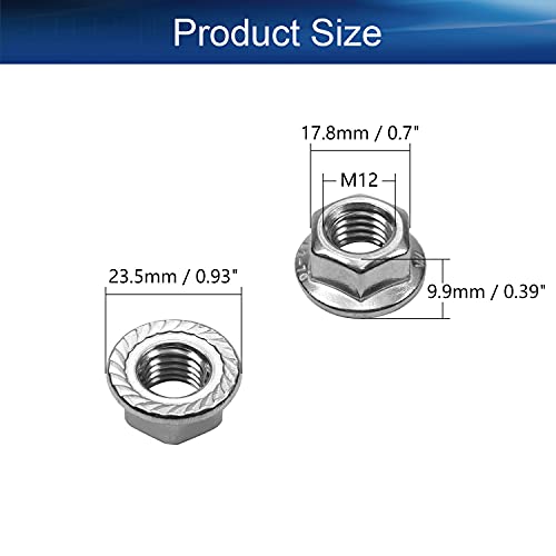 Yinpecly 8pcs M12 × 1,75 mm хексагон прирабница 304 не'рѓосувачки челик засилен прирабница навртки Сребрен тон