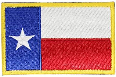Birchriver 3 ”x 2” Тексас Стејт знаме - Везени амблеми тактички ранец торба - Поддршка: Кука и јамка