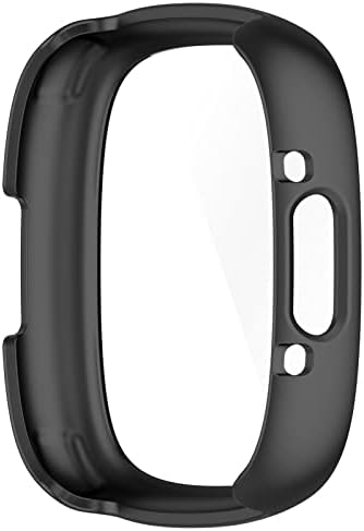 Awaduo Smartwatch Комплетно покритие за заштита на компјутерот со заштитен капак со каленски стаклен екран, компатибилен со Fitbit Versa 4, меки и трајни додатоци за часовници