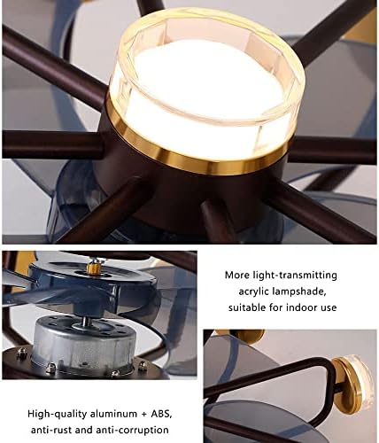Mxysp Модерен Тавански Вентилатор Со Светла 3 Бои 3 БРЗИНА LED Молчи Вентилатор Лустер Спална Соба Дневна Соба Низок Профил