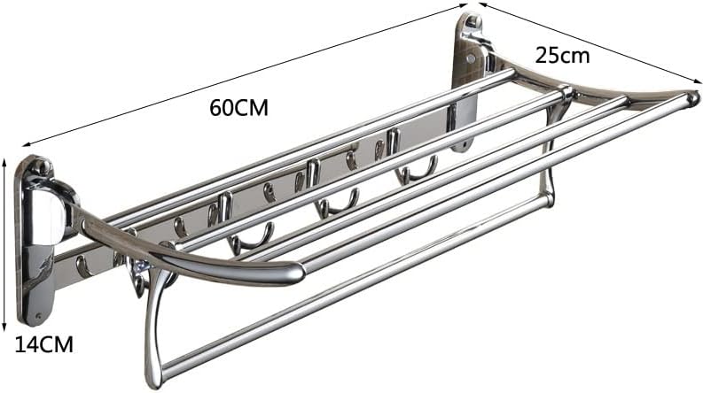 DVTEL бања решетката од не'рѓосувачки челик преклопување подвижна решетка за пешкири со пет-кука мултифункционална полица за бања Подводен