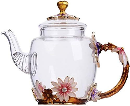 Xudrez teabloom чајник чајник цвета чај чај за жени сина роза цветна чаша чајник чајник со злато за мајка пријател Божиќ годишнина, 2,44*4.72in