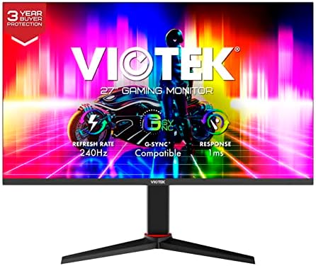 Виотек GFT27CXB2 27-Инчен Монитор за Игри | 240hz Full-HD 1080p 1ms OD | 99% sRGB &засилувач; 400 cd/m2 Висока Осветленост | G-Sync-Подготвен