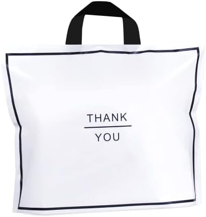 Chiqboutiq [55 пакет] - Бели торби за купување за бутик - слатки благодарам торби за бизнис што клиентите ќе го сакаат - убави бутик торби - пластични кеси за купување 12х15 “з