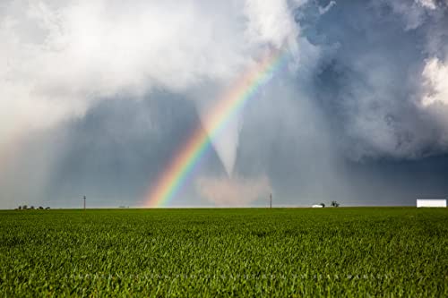 Фотографија за невреме Печати слика на торнадо што минува низ виножитото над полето на пролетниот ден во Texas Thunderstorm Wallидна уметност