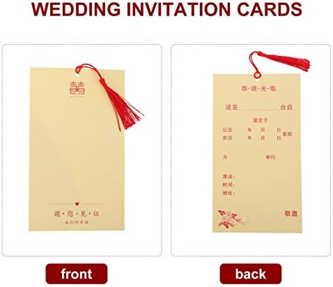 Кесјо Празни Картички 10 парчиња Кинески Картички За Покана За Свадба Традиционални Пликови Со Двојна Покана За Црвена Свадба Со Реси