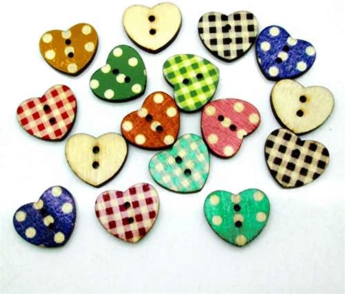 100 парчиња во форма на срце во форма на 2 дупки дрвени копчиња за шиење и занаетчиски занаети.16мм*14мм и креативна атрактивна обработка