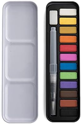 SXDS 25PCS Акварелна боја Постави 12 бои Цврст пигмент најлон четка за четкичка со торба за складирање