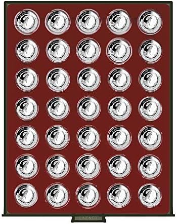 Линднер 2625-10ек Кутија За Монети Пушено Стакло за 35 инкапсулирани германски 10 € Колекторски Монети со Полимерен Прстен, вкл. 10 Монета Капсули