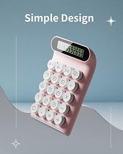 Калкулатор за механички прекинувач, розов симпатичен калкулатор, 10 цифри голем LCD дисплеј Калкулатор за десктоп Голем и чувствителен