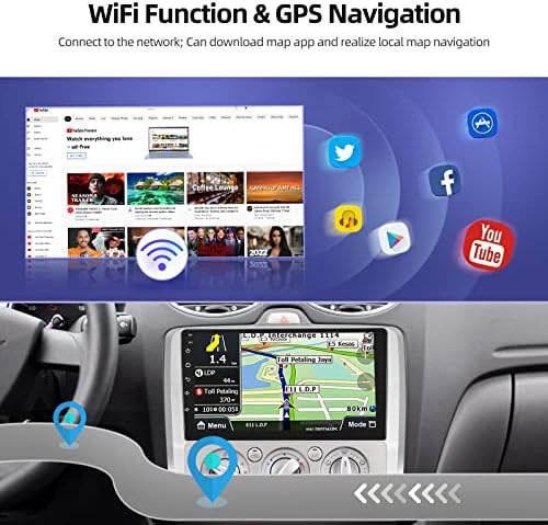 Андроид Автомобил Стерео За Форд Фокус 2004-2011, 9 Инчен Екран На Допир Двоен Дин Автомобил Радио Со Bluetooth GPS Навигација WiFi