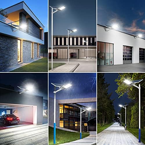WisHomee 1000W LED Соларни Улични Светла, 765 Led Диоди, Отворено Самрак До Зори Пол Светлина Со Далечински Управувач, Водоотпорен,