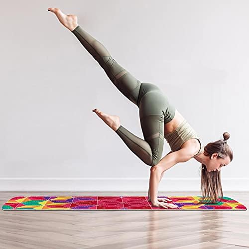 6мм дополнителен густ јога мат, шарен триаголник геометриски образец позадина печатење еко-пријателски вежби за вежбање душеци пилатес мат со јога, тренингот, осно