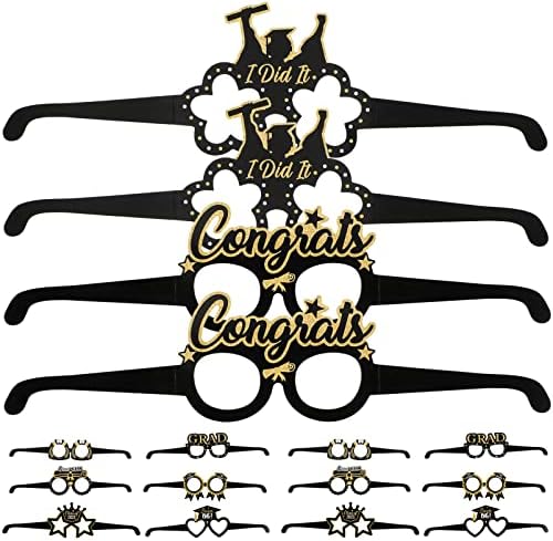 Абоофан 2023 година Нова Година чаши 16 парчиња дипломирање за дипломирање очила Сјајот класа од 2023 година за очила за очила за очила