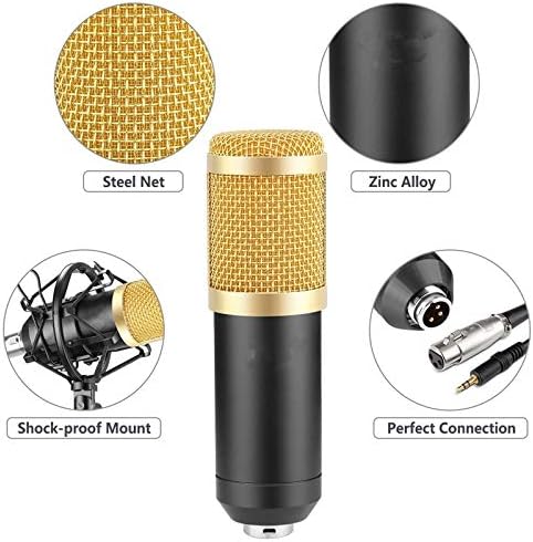 Комплет за микрофон за професионален кондензатор LMMDDP: Микрофон за компјутер+шок монтирање+кабел за пена+кабел како микрофон