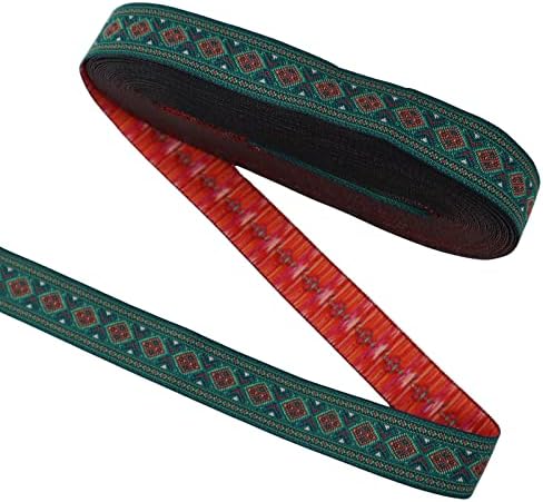 Znzakka Jacquard Ribbon, 10 јарди тесен зелена quекард трим геометриска везена лента за шиење