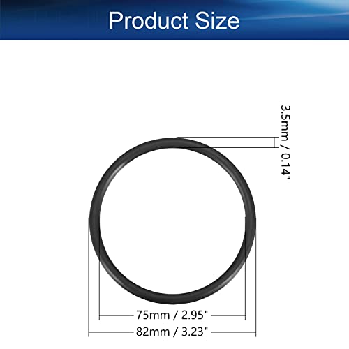 Беттомшин 5 парчиња нитрилна гума О-прстени, 82мм ОД 75мм ID 3,5 мм ширина, метричка буна-нитрил запечатување за запечатување за мијалник