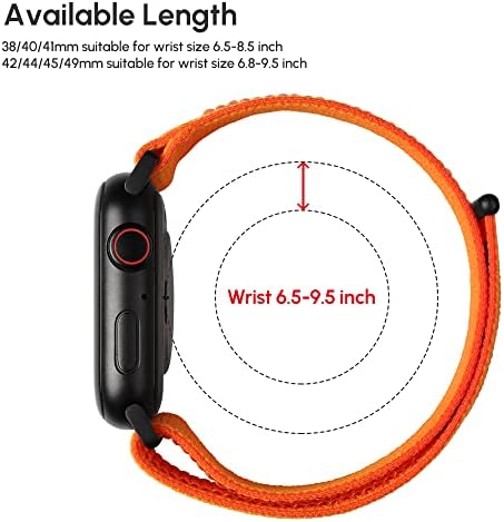 Zrdesign Ultra Wide Black Nilon Watch Band компатибилен со Apple Watch 38mm 40mm 41mm 42mm 44mm 45mm 49mm, прилагодлива спортска