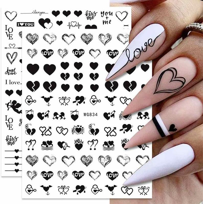 Налепници за нокти 6 парчиња украси за уметност на нокти Loveубовта срце само лепење на ноктите уметнички декорации за DIY
