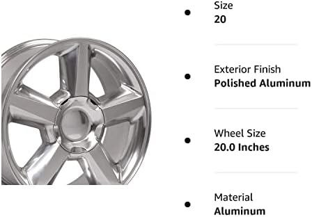 OE Wheels LLC 20 инчи бандажи се вклопуваат пред 2019 Silverado Sierra Pre-2021 Tahoe Suburban Yukon Escalade CV83 20x8.5 Полирано тркало Hollander