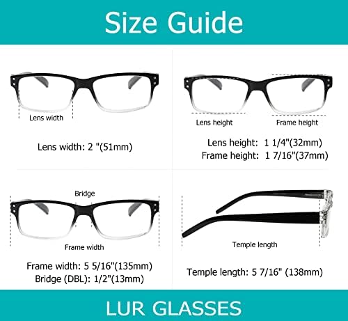 Лур 6 пакувања класични очила за читање + 3 пакувања со метални очила за метали за метали