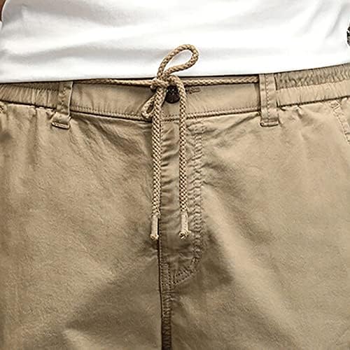 Менс мода обичен лабав памук плус големина џеб чипка со цврста боја панталони во целост 4 1