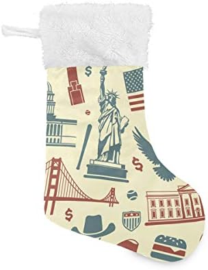 Симболи на Пимилагу на Божиќните чорапи на САД 1 Пакет 17,7 “, виси чорапи за Божиќна декорација