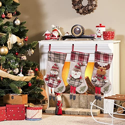 Божиќно порибување Големи Божиќни чорапи Декорација Дедо Мраз Снежен човек ирваси за порибување Божиќни украси и забавни додатоци
