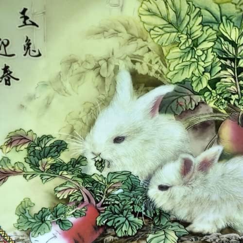 26см Jingdezhen Грнчарство чиста рака сликарство со висока жад зајак, пролетна колекција Класа порцеланска плоча