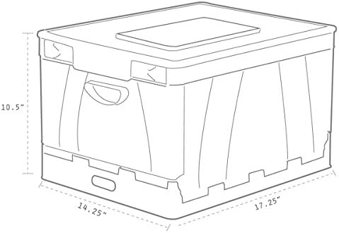 Склопна гајба за склопување со капак, 17,25 x 14,25 x 10,5 инчи, црна, 4-пакет