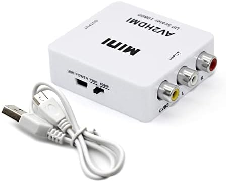 Конверторот Sorthol RCA до HDMI, AV до HDMI 1080P Композитен CVBS AV до HDMI Адаптер за видео конвертор за видео аудио за PAL/NTSC
