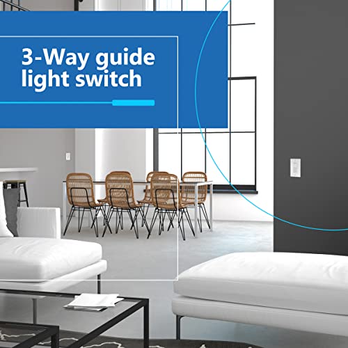 LIDER MINIMALIST DESIGN LED водич за светло лопатка со автоматски сензор за дневна светлина и wallидна плоча, прекинувач за ноќно светло, 125VAC/15A, 3-насочен или единечен пол, LGL-3W-WWP, б