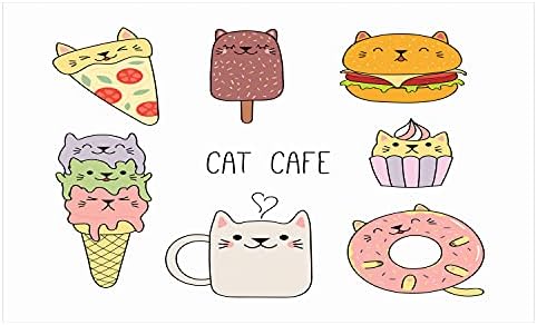 Држач за керамички заби на цртани филмови Амбесон, мачки кафе, нацртана во илустрација за храна, пица сладолед, тема, декоративна разноврсна