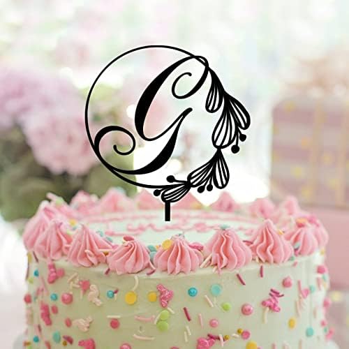 Писмо Г торта за торта Почетно име Акрилик црна за свадба годишнина од свадбата Лорел Ботаничка забава декор рустикален еднократно венец невестински