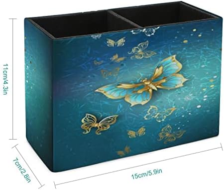 Луксузни златни пеперутки Пу кожа пенкало за молив држач за држачи за куќи за куќиште на кутија за контејнери за канцелариски